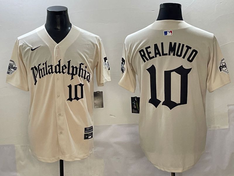 Men 2025 Philadelphia Phillies #10 Realmuto Cream Five generations Joint Name Nike MLB Jersey style 4->philadelphia phillies->MLB Jersey